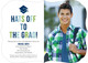 Blue and Green Hats Off Photo Graduation Invitations Image 3 of 5